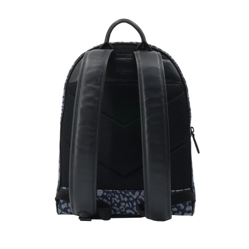 Leopard-print Denim w/Calfskin Backpack EC2000