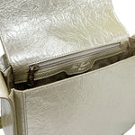 Metallic Wrinkle Imitation Leather Crossbody Flap Bag EC2660