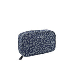 Leopard-print Denim w/Calfskin Cosmetic Bag EC2732