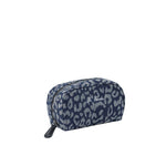 Leopard-print Denim w/Calfskin Cosmetic Bag EC2733