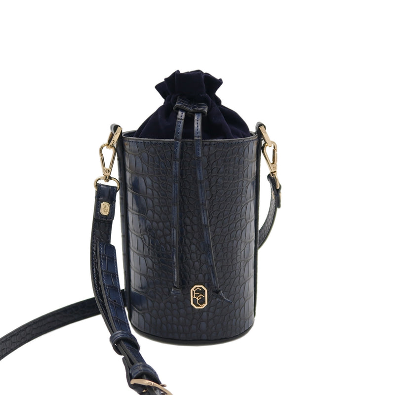 Croco Embossed Imitation Leather Bucket Bag EC8110