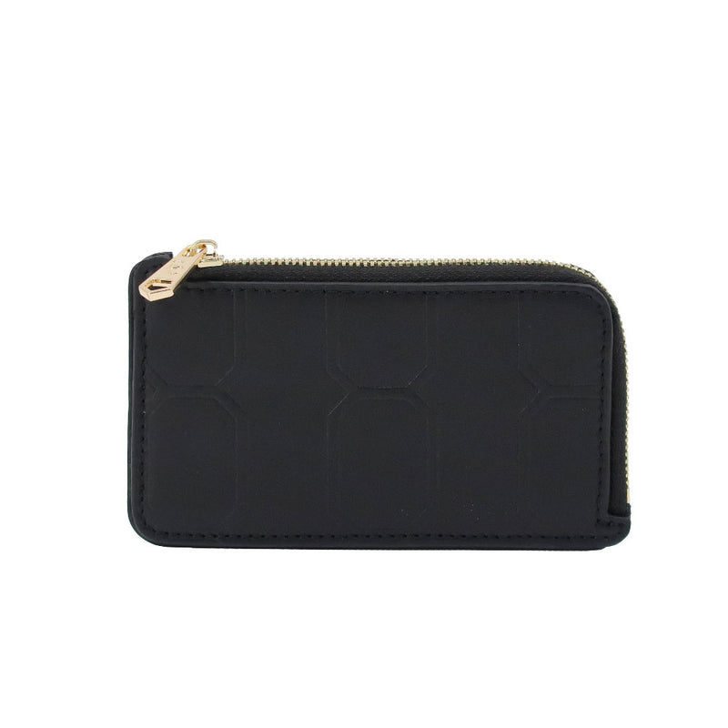 Embossed Gem Pattern Calfskin Card Holder EC2716