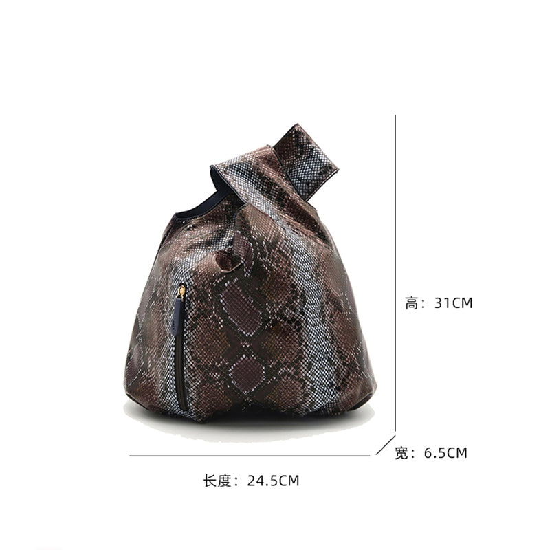 Snake Print Imitation Calf Leather Satchel Bag EC8527