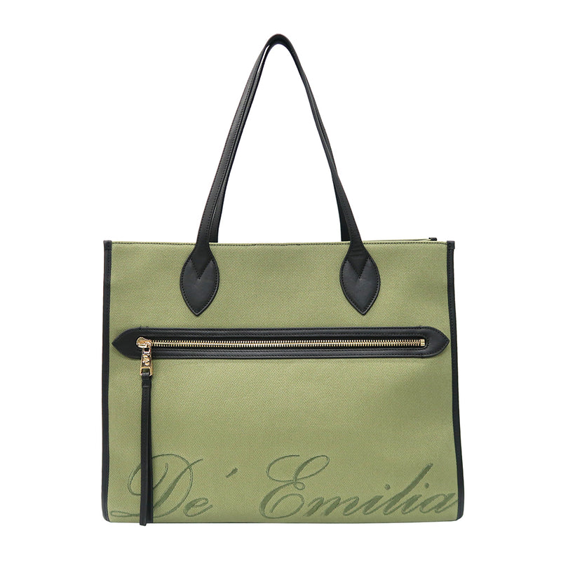 Canvas/Cowhide Leather Large Tote Bag EC8878